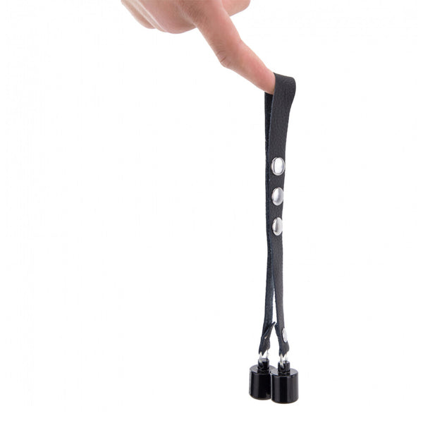 The Red Leather Ball Stretcher With Weights 2 X 50g - Eroticon Ltd