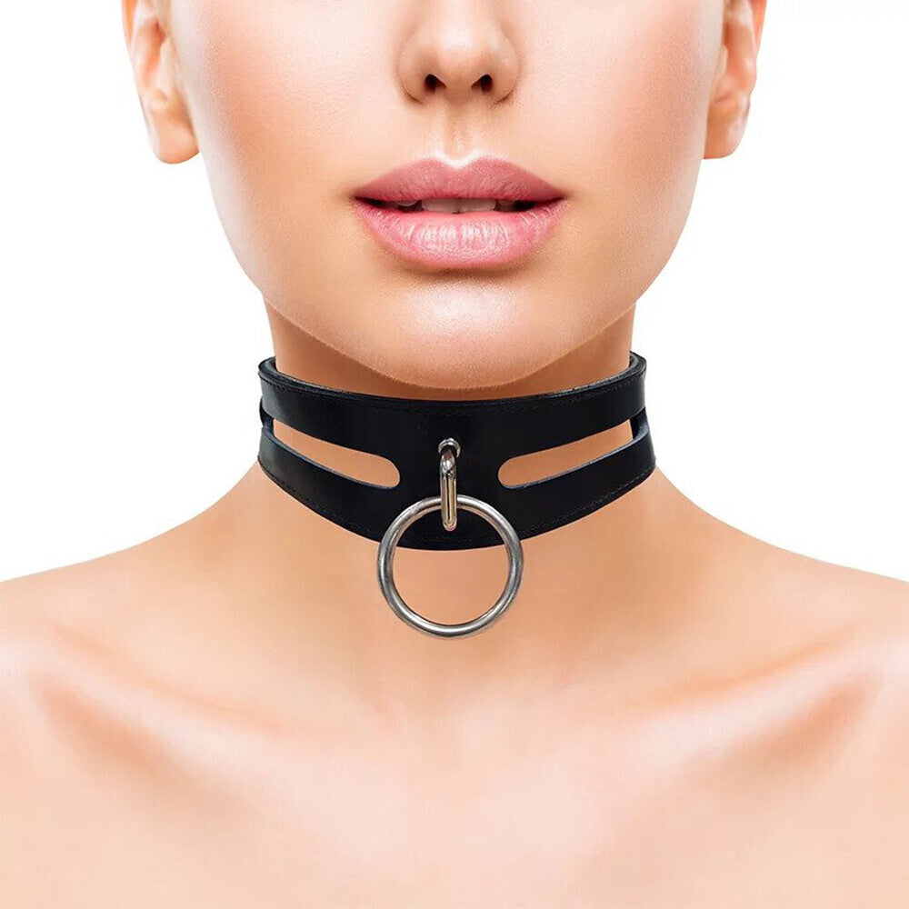 Rouge Garments Leather Fashion Bondage Collar Black - Eroticon Ltd
