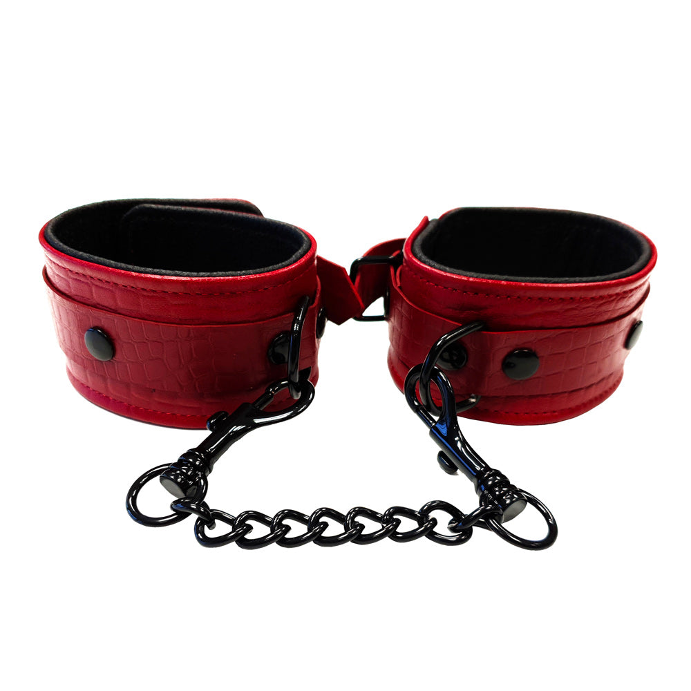 Rouge Garments Leather Croc Print Ankle Cuffs - Eroticon Ltd