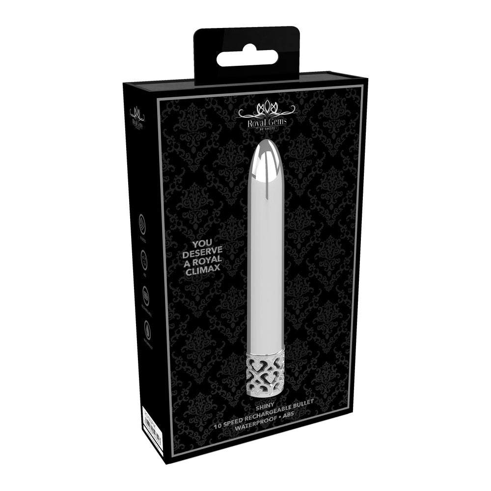 Royal Gems Shiny Rechargeable Bullet Silver - Eroticon Ltd