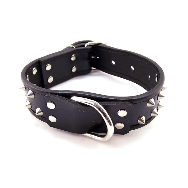Rouge Garments Black Leather Studded Collar - Eroticon Ltd
