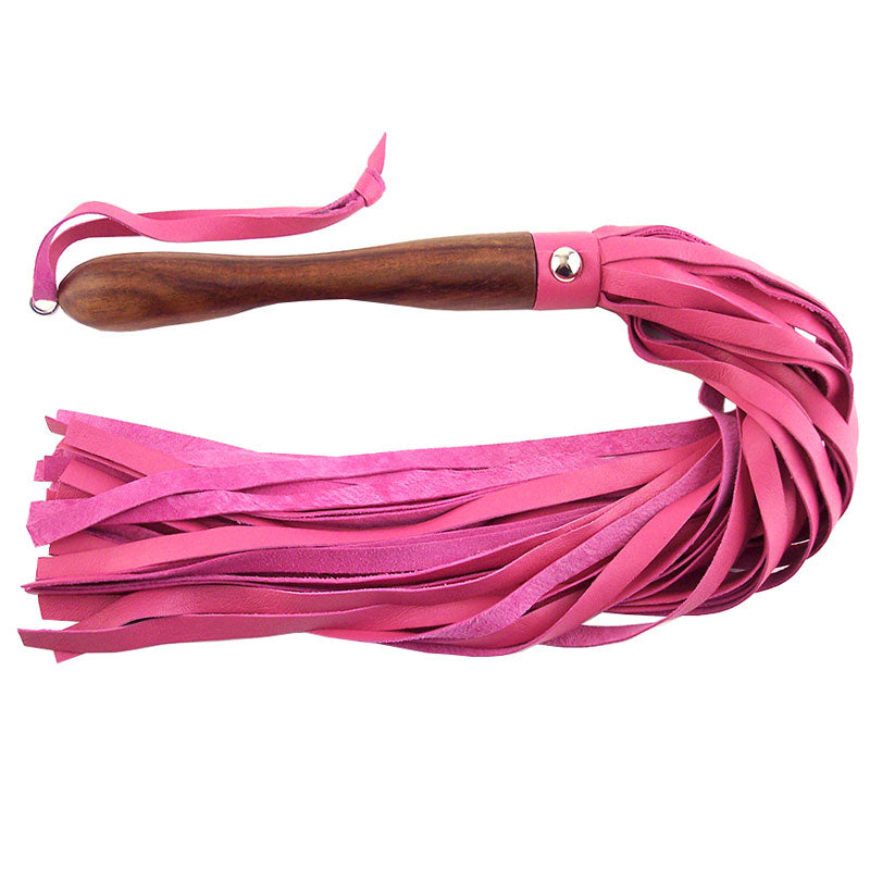 Rouge Garments Wooden Handled Pink Leather Flogger - Eroticon Ltd