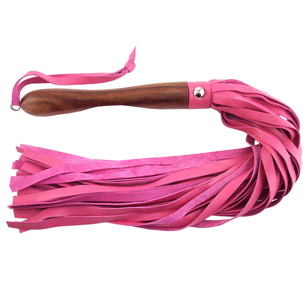Rouge Garments Wooden Handled Pink Leather Flogger - Eroticon Ltd