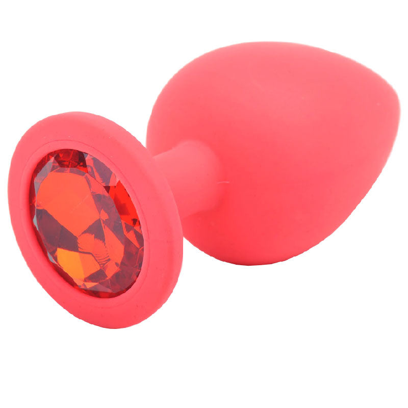 Large Red Jewelled Silicone Butt Plug - Eroticon Ltd