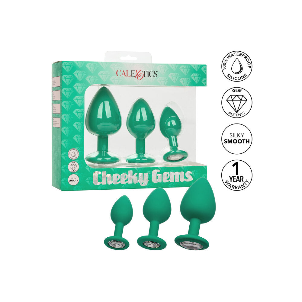 Cheeky Gems Butt Plugs 3 Piece Set Green - Eroticon Ltd