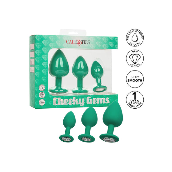 Cheeky Gems Butt Plugs 3 Piece Set Green - Eroticon Ltd