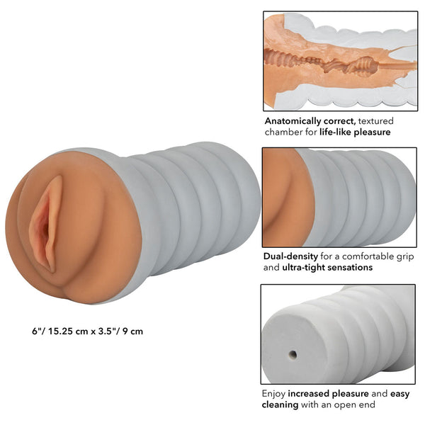 Gripper Ribbed Tight Pussy Brown Masturbator - Eroticon Ltd