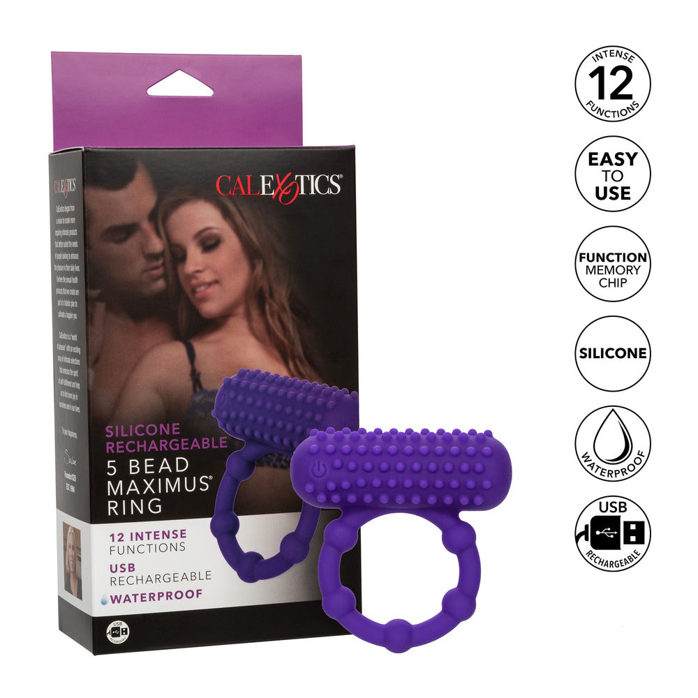 5 Bead Maximus Rechargeable Cock Ring - Eroticon Ltd
