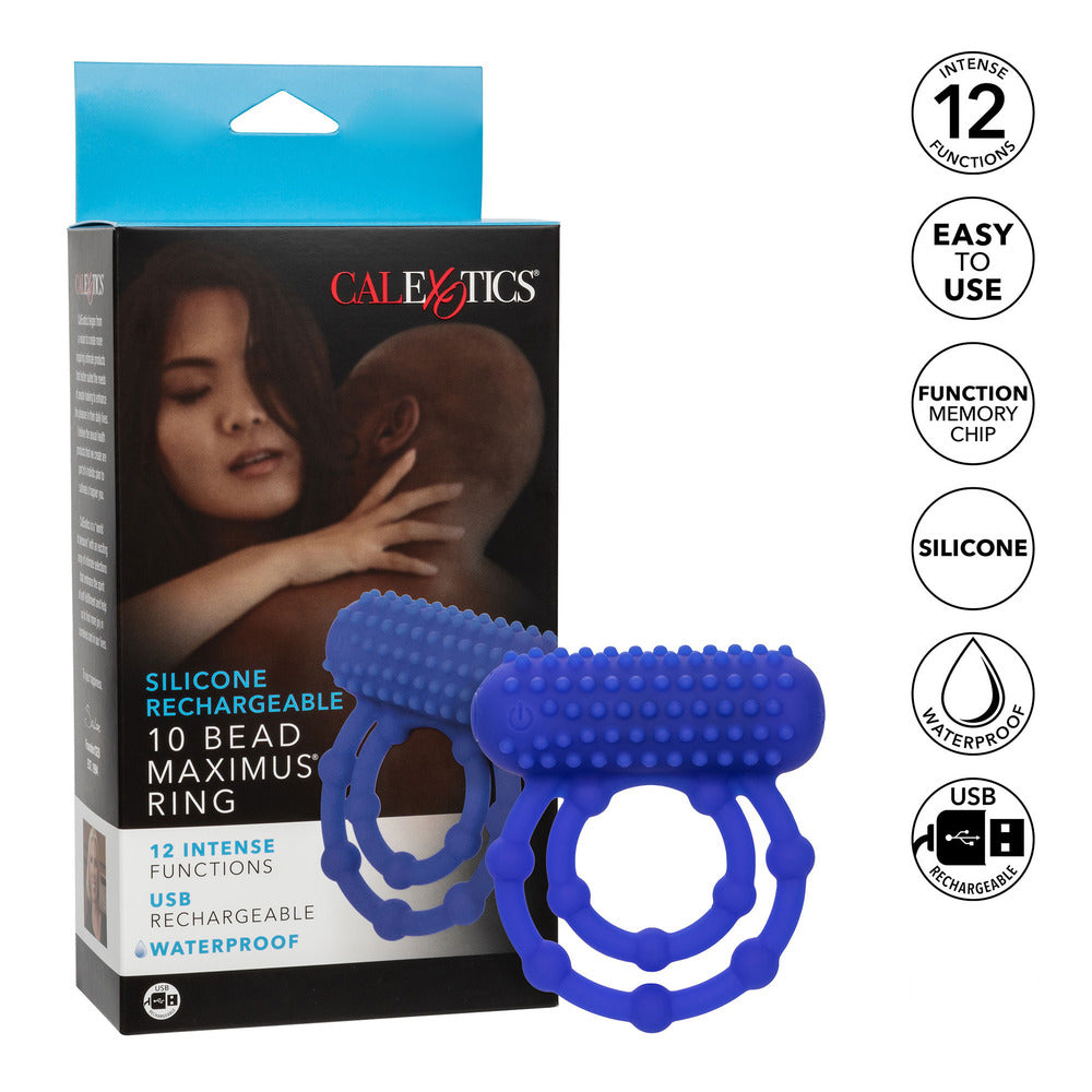 10 Bead Maximus Rechargeable Cock Ring - Eroticon Ltd