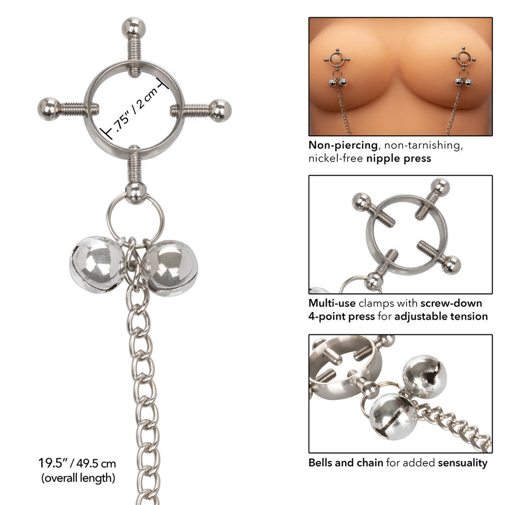 Nipple Grips 4 Point Nipple Press With Bells - Eroticon Ltd