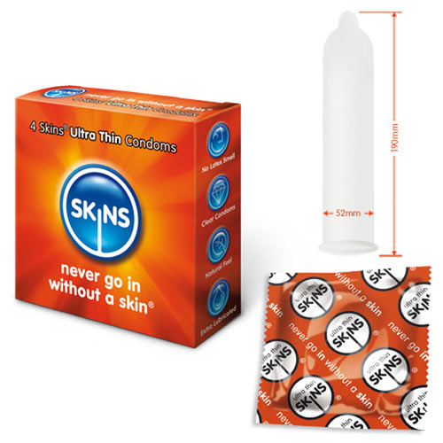 Skins Condoms Ultra Thin 4 Pack - Eroticon Ltd