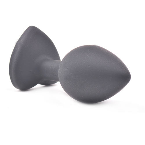 Small Heart Shaped Diamond Base Black Butt Plug - Eroticon Ltd