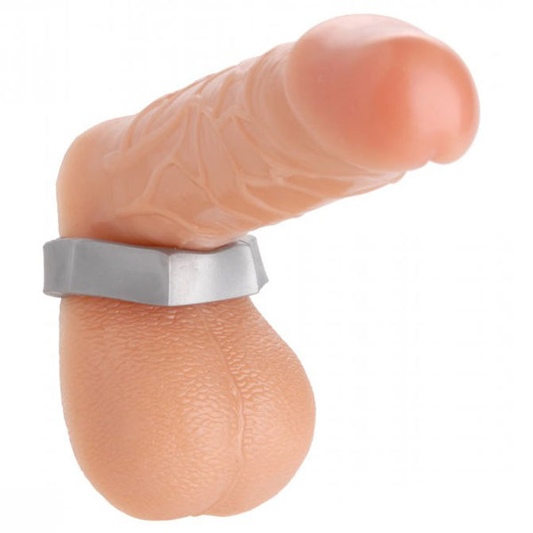 Silver Hex Heavy Duty Cock Ring and Ball Stretcher - Eroticon Ltd