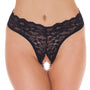 Black Lace Open Crotch GString - Eroticon Ltd