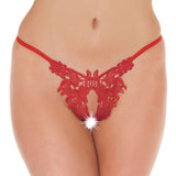 Fancy Red Detailed Open GString - Eroticon Ltd