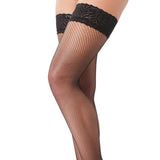 Black Fishnet Floral Hold Up Stockings - Eroticon Ltd