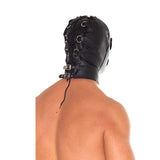 Leather Full Face Mask With Detachable Blinkers - Eroticon Ltd