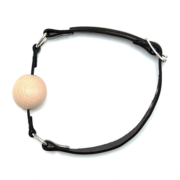 Leather Gag With Wooden Ball - Eroticon Ltd