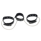 Leather Neck And Leg Chain Cuffs - Eroticon Ltd