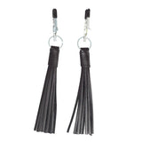 Nipple Clamps With Black Leather Tassels - Eroticon Ltd