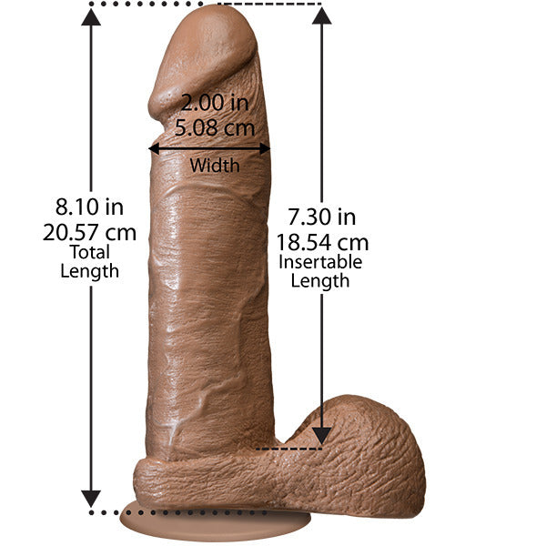The Realistic Cock 8 Inch Dildo Flesh Brown - Eroticon Ltd