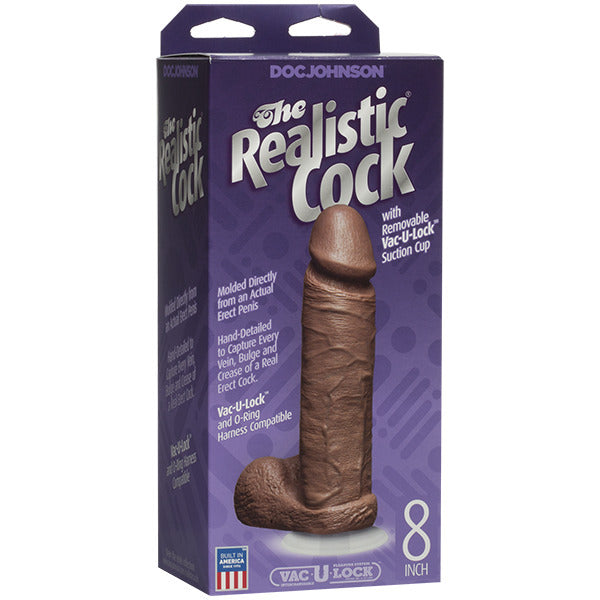 The Realistic Cock 8 Inch Dildo Flesh Brown - Eroticon Ltd