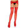 Leg Avenue Sheer Thigh Highs With Lace Tops Red UK 8 to 14 - Eroticon Ltd