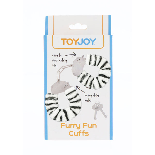 ToyJoy Furry Fun Wrist Cuffs Zebra - Eroticon Ltd