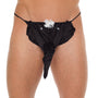 Mens Black GString With Elephant Animal Pouch