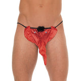 Mens Black GString With Red Elephant Animal Pouch - Eroticon Ltd