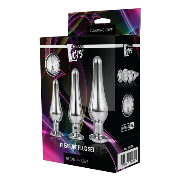 Gleaming Butt Plug Set Silver - Eroticon Ltd