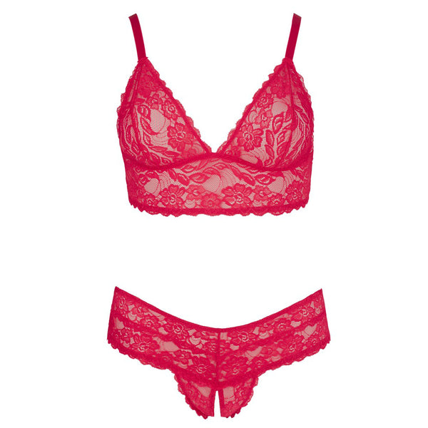 Cottelli Plus Size Red Lace Bra And Briefs - Eroticon Ltd