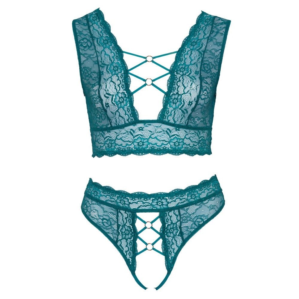 Cottelli Curves Bralette and Crotchless Thong Set - Eroticon Ltd