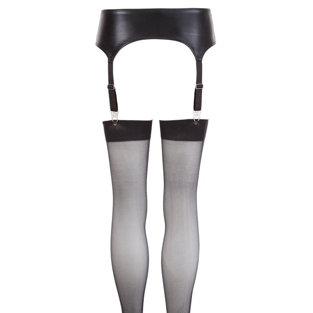 NOXQSE Wet Look Suspender Belt And Stockings