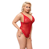 Cottelli Curves Crotchless Body Red - Eroticon Ltd