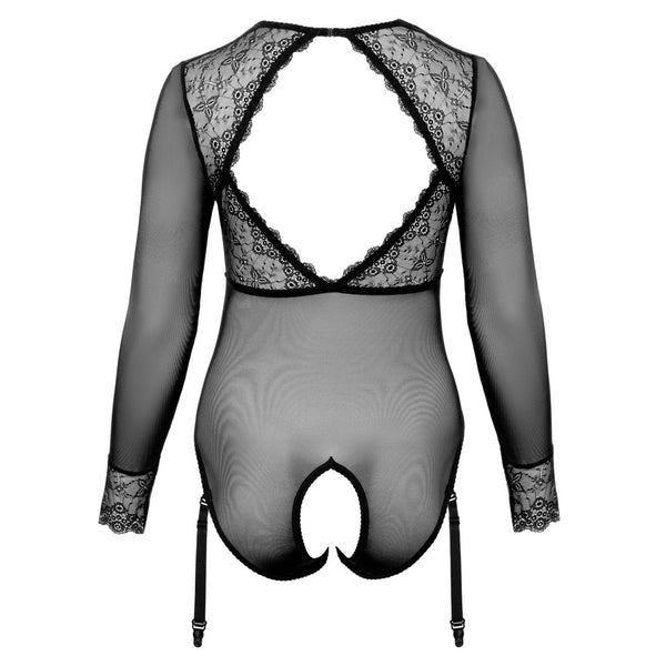 Cottelli Curves Long Sleeved Crotchless Body - Eroticon Ltd