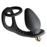 Rocks Off 7 Speed ROZen Cockring And Anal Plug Black - Eroticon Ltd