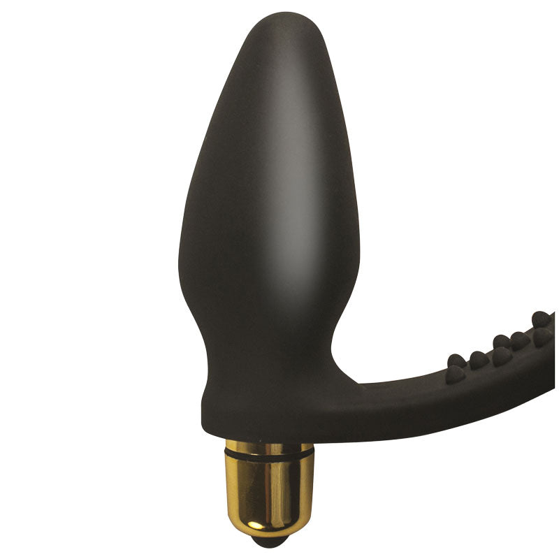 Rocks Off 7 Speed ROZen Cockring And Anal Plug Black - Eroticon Ltd