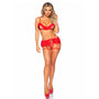 Leg Avenue Bra Garter Belt Set Red UK 6 to 12 - Eroticon Ltd