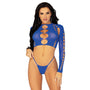 Leg Avenue Crop Top and GString Blue UK 6 to 12