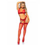 Leg Avenue Bra Panty and Stockings Set Red UK 6 to 12 - Eroticon Ltd