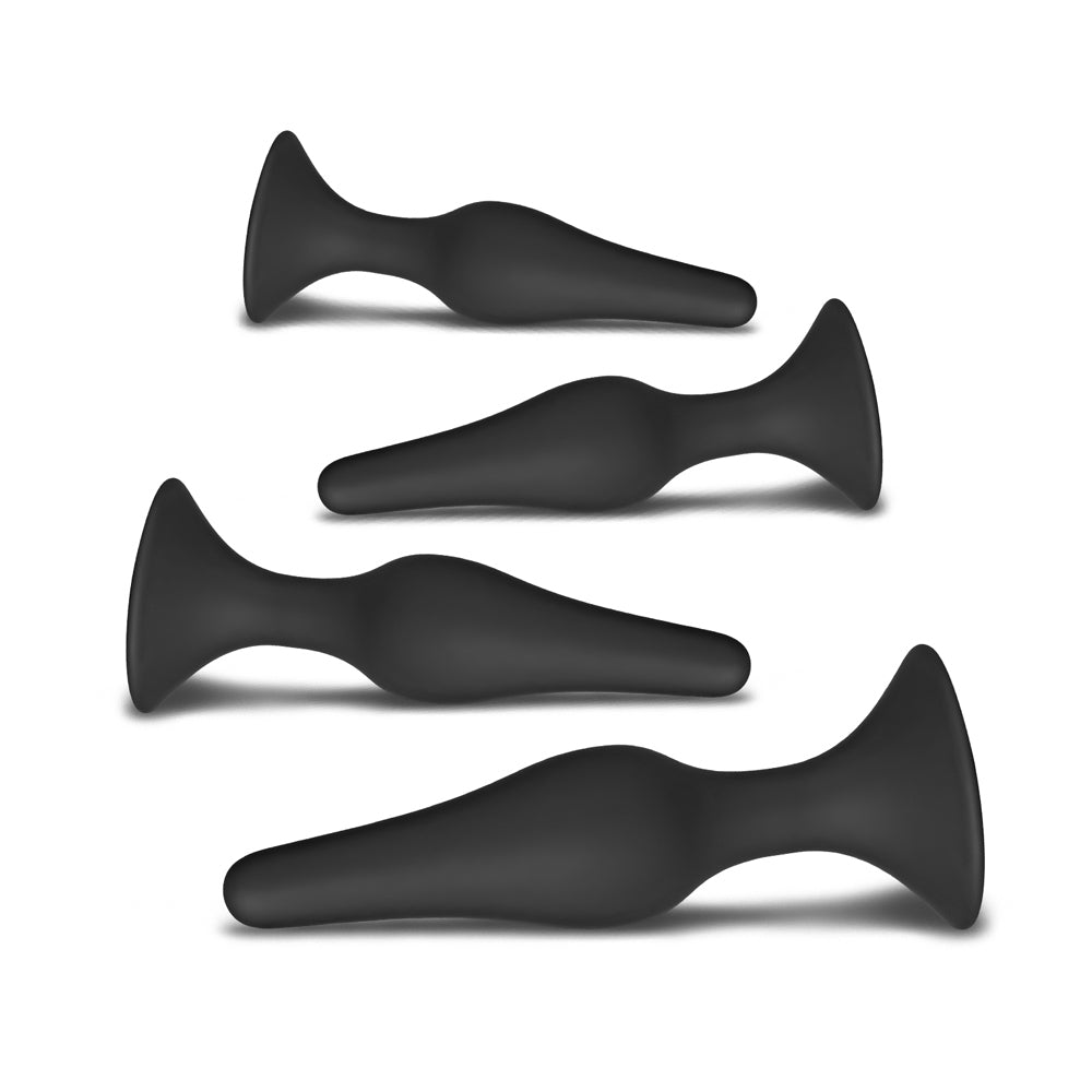 Set of Four Silicone Butt Plugs Black - Eroticon Ltd