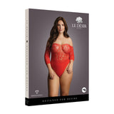 Le Desir Crotchless Rhinestone Teddy Red UK 14 to 20 - Eroticon Ltd
