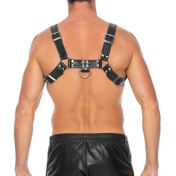 Ouch Chest Bulldog Harness Black Large to Xlarge