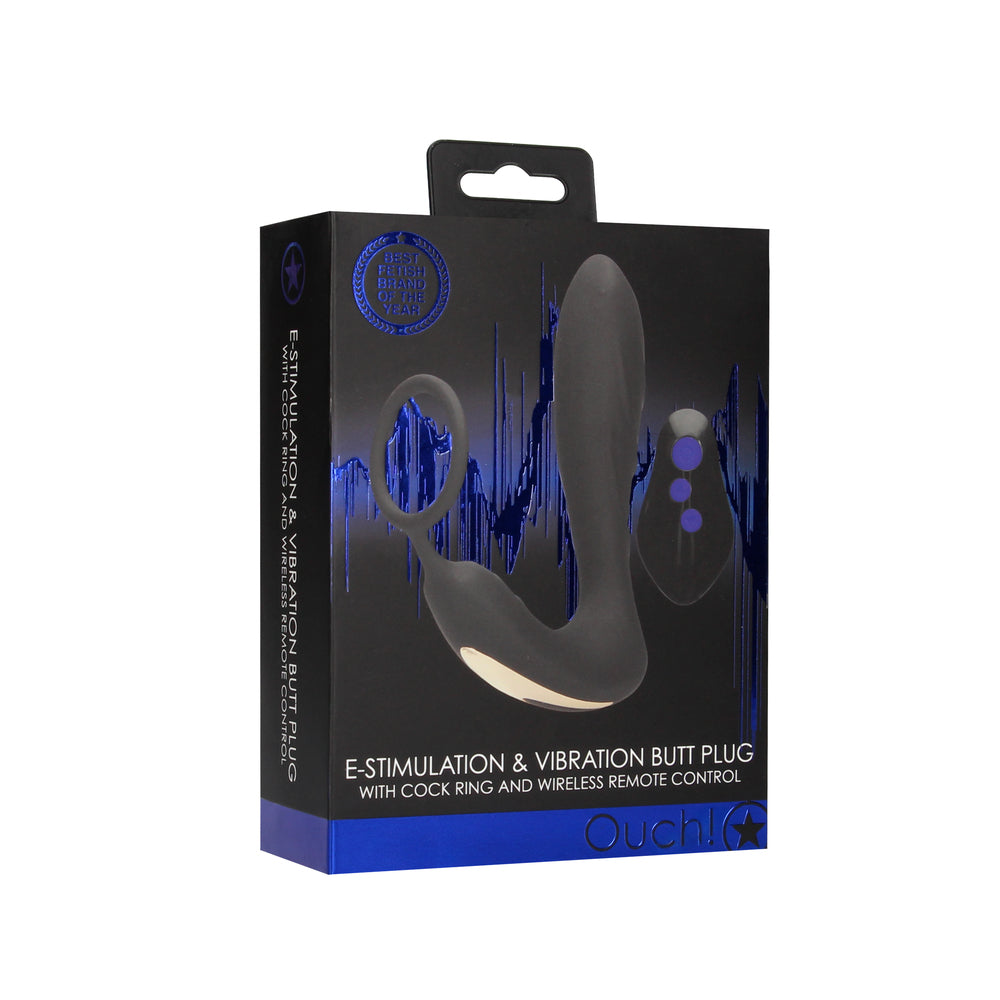 Ouch E Stimulation And Vibration Butt Plug And Cock Ring - Eroticon Ltd