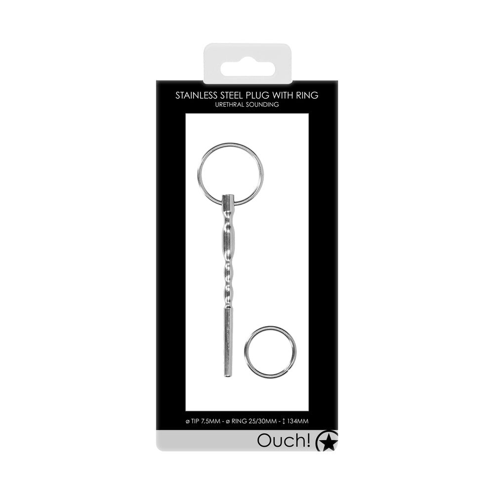 Ouch Stainless Steel Pug With Ring - Eroticon Ltd