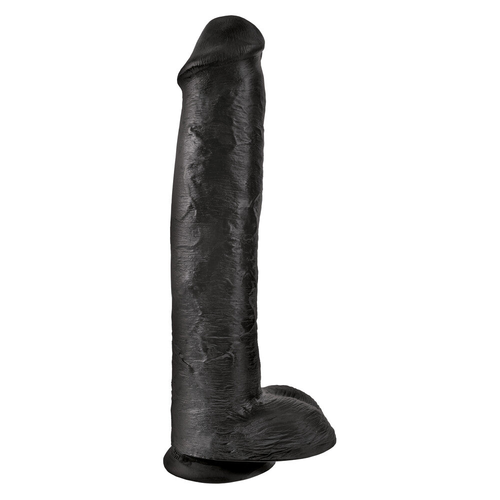 King Cock 15 Inch Cock with Balls Black - Eroticon Ltd