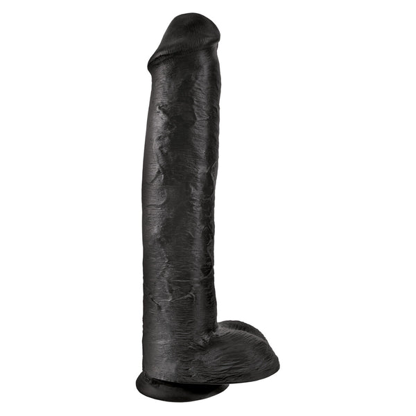 King Cock 15 Inch Cock with Balls Black - Eroticon Ltd