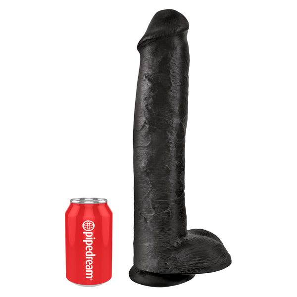 King Cock 15 Inch Cock with Balls Black - Eroticon Ltd