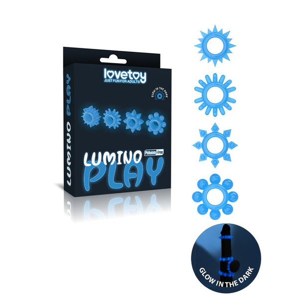 Lovetoy Glow In The Dark Lumino Play Cock Rings X4 - Eroticon Ltd